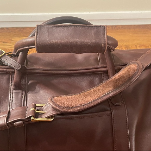 Vintage COACH Chocolate Brown Leather Cabin Weekender Duffel Travel Shoulder Bag - Picture 12 of 15